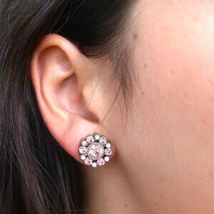 sparkly pink and white crystal studs